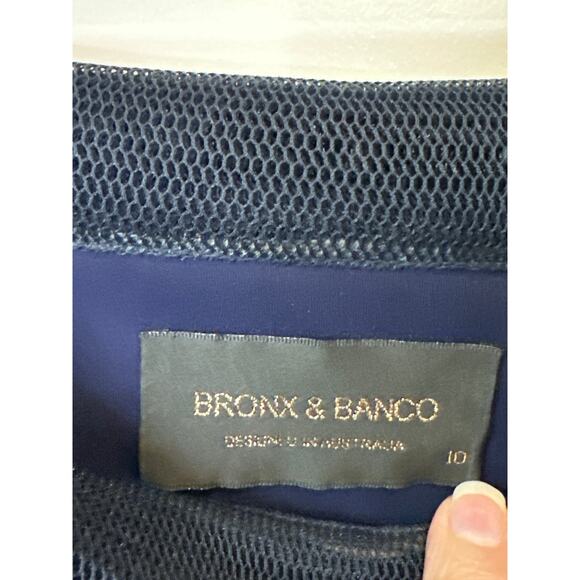 Bronx & Banco Formal Off-Shoulder Tulip Dress in Navy Blue Size 6 High Low Hem - Picture 6 of 14